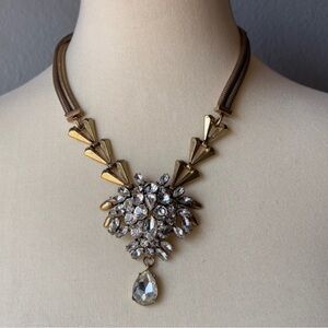 J Crew Faceted Crystal Chevron-Link Statement Necklace